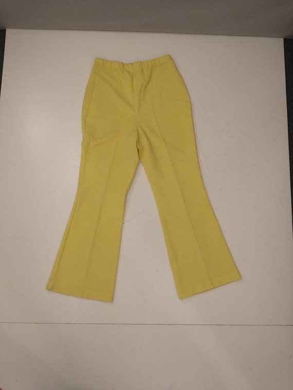 70's Yellow Polyester Pull On Pants Mod Hipster Hi