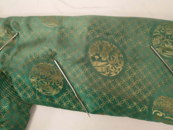 Old Silk Green Satin Chinese Jacket Gorgeous Tail… - image 10