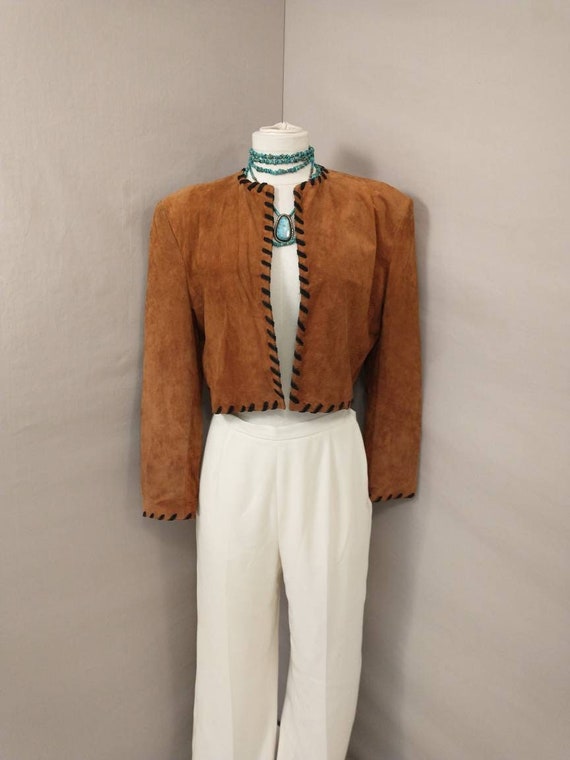 Crop Leather 80's Short Jacket Vintage Eighties De