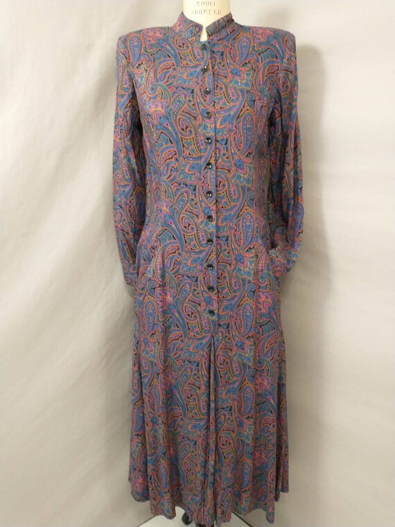 80's Does 40's Feminine Paisley Print Vintage Dre… - image 2