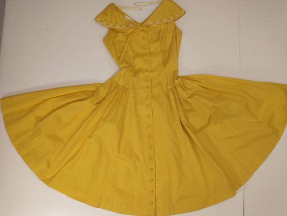 60's Bright Yellow Party Dress Vintage Feminine F… - image 8