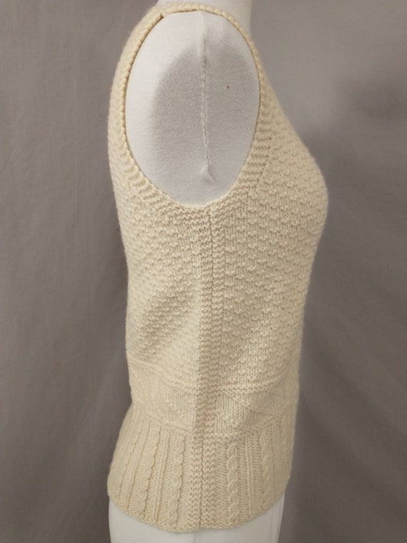 Aran Wool Hand Knit Sweater Vest Vintage 90's Nat… - image 3