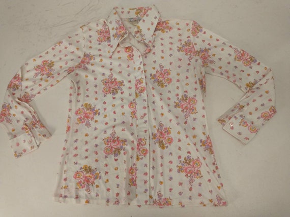 Sixties Vintage Shirt Mid Century Blouse Long Sle… - image 10