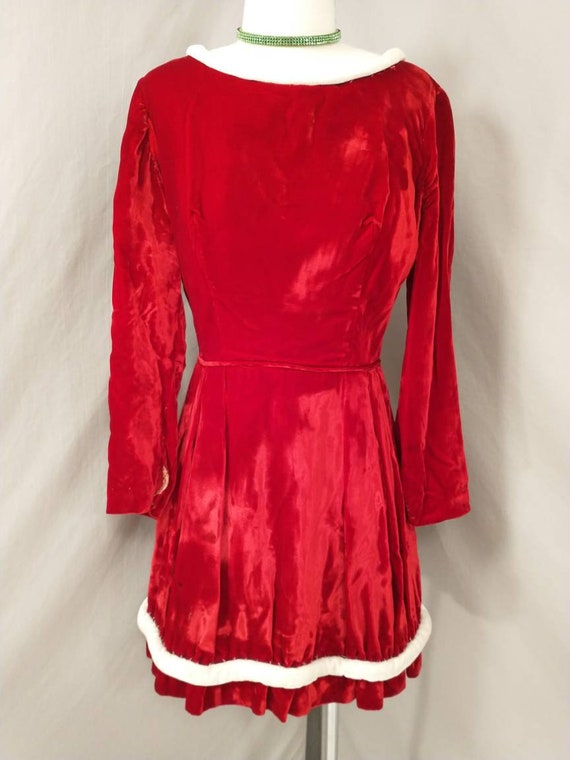 Mrs Claus Vintage Costume Short Dress Red Velvet … - image 2