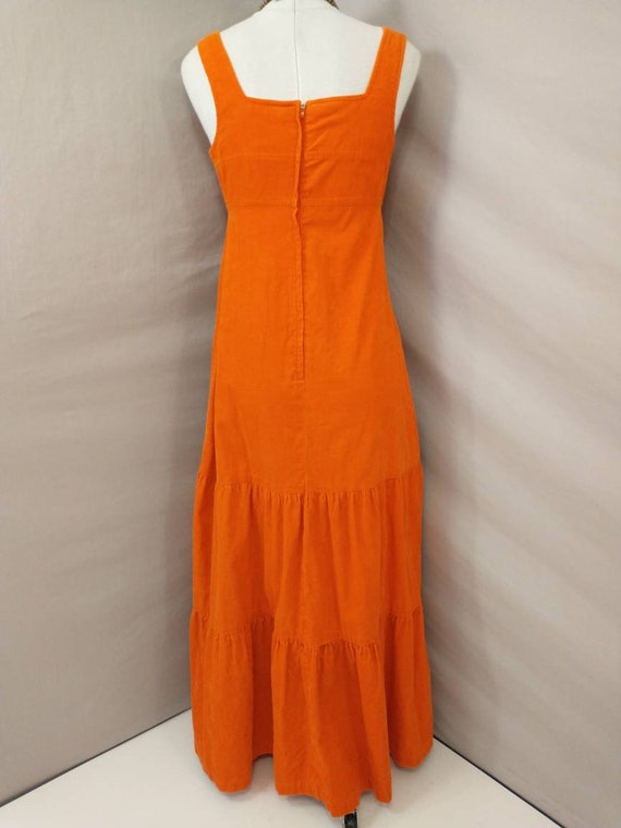 Exceptional Orange Cotton Corduroy Maxi Dress Vin… - image 5