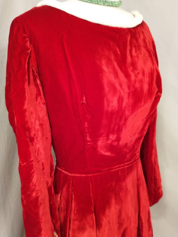Mrs Claus Vintage Costume Short Dress Red Velvet … - image 3