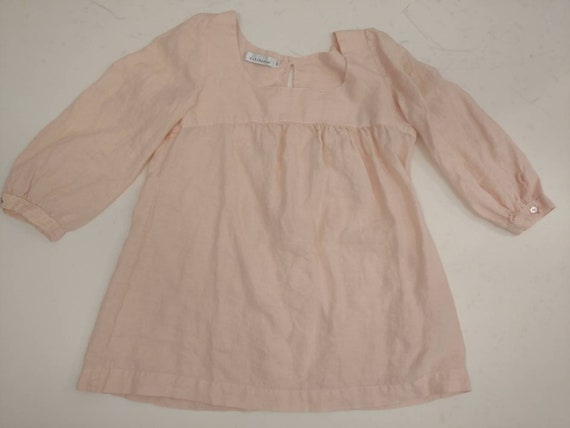 Pale Pink Linen Vintage Blouse 90's Long Sleeve F… - image 7