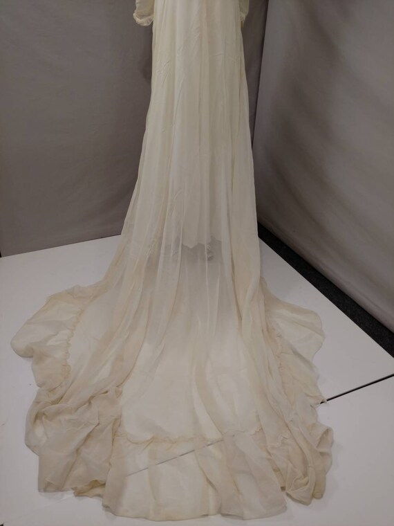 Seventies Vintage Wedding Gown Ivory Cream Ecru S… - image 5