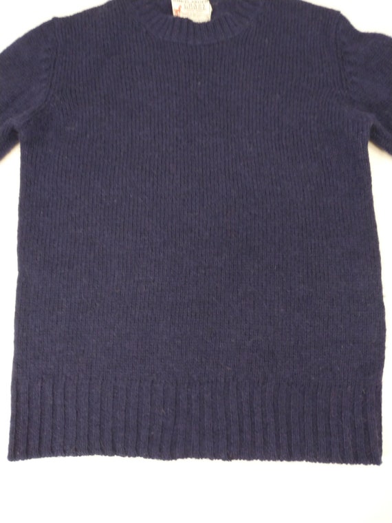 70's Navy Blue Shetland Wool Pullover Sweater Vin… - image 9