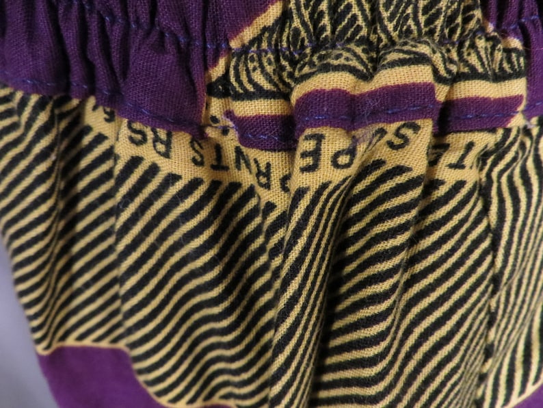 African Cotton Wax Print Mermaid Skirt Purple Gold Bright Colors Akosombo Textiles Ghana Ethnic Cultural Modern Shape Traditional Fabric