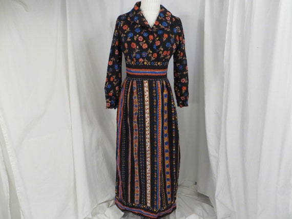 Prairie Dress Black & Colorful Floral Feminine Ma… - image 1