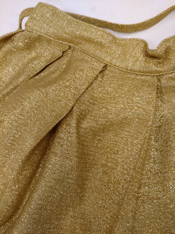 60's Lurex Gold Skirt Set Sixties Glitter Metalli… - image 7