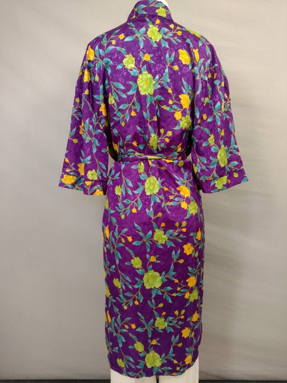 Purple Floral Robe Vintage Lord & Taylor Long Tra… - image 4