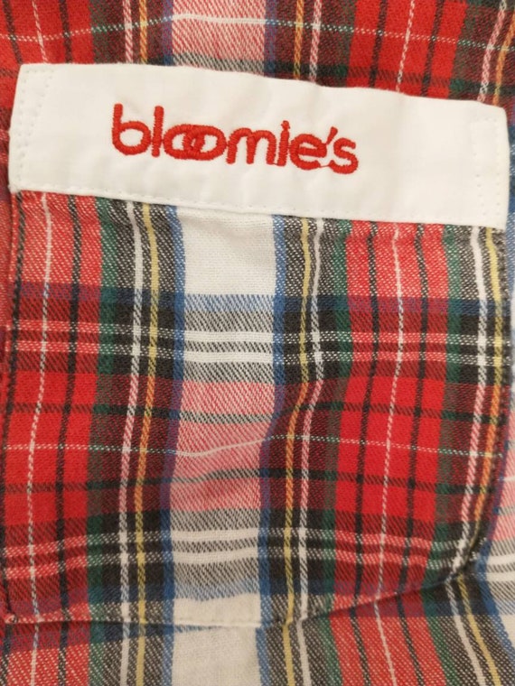 Bloomies Plaid Cotton Night Shirt Well Worn & Pat… - image 10