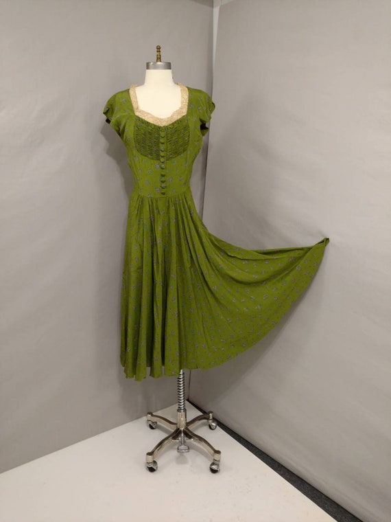 Vintage Forties Silk Dress 1940's Authentic Perio… - image 2
