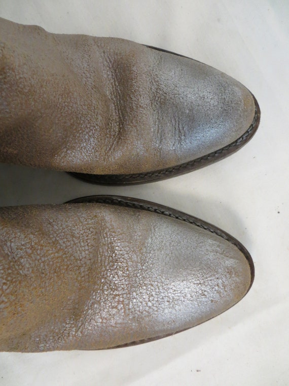 Worn Silver Boots Unusual Surface Italian Leather… - image 5