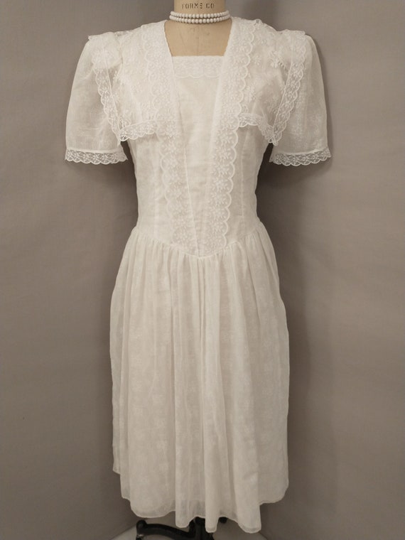White Gunne Sax Prairie Dress Midi Victorian Look… - image 2
