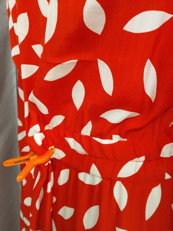 Red & White Wrap Dress 80's Vintage Dramatic Femi… - image 5