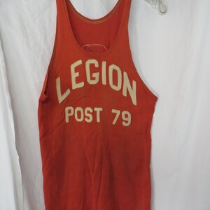 1930's Basketball Antique Athletic Uniform Tank and Shorts Men's Boys Vintage 30's 40's Red & White Legion Post 79 Thirties Sports image 4