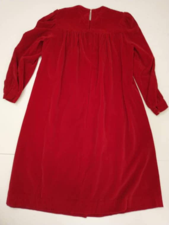 Red Velvet Vintage 80's Dress One of a Kind Handm… - image 10