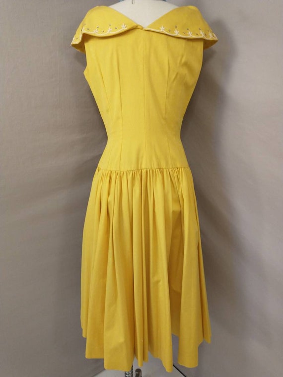 60's Bright Yellow Party Dress Vintage Feminine F… - image 5