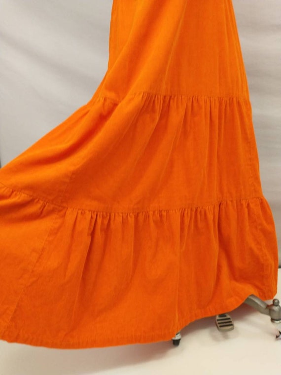 Exceptional Orange Cotton Corduroy Maxi Dress Vin… - image 7