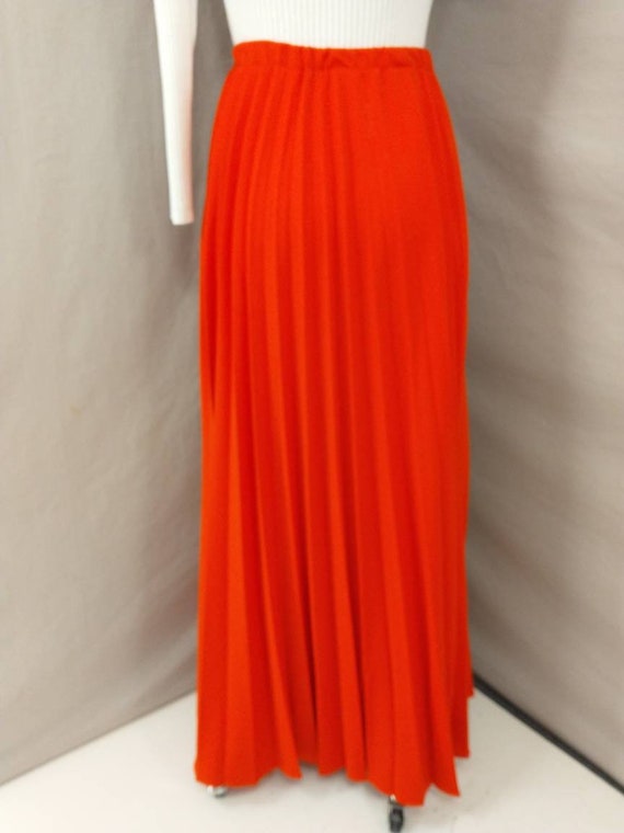 Red Pleated Floor Length Skirt Vintage 70's Long … - image 4