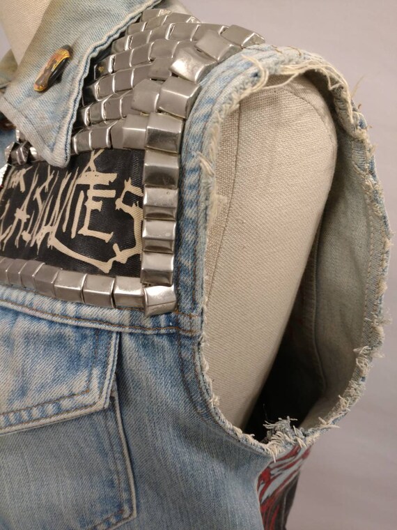 Punk Rock Unique Fan Vest Rock Roll Vintage Denim… - image 4