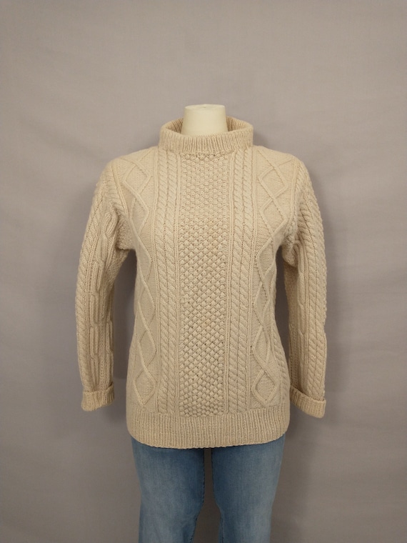 Hand Knit Irish Cottage Vintage 80s Sweater Tradit