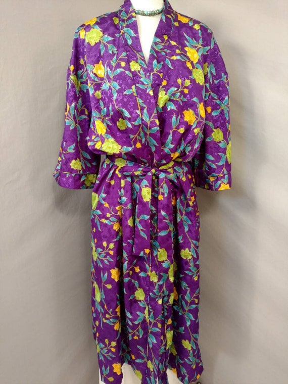 Purple Floral Robe Vintage Lord & Taylor Long Tra… - image 2