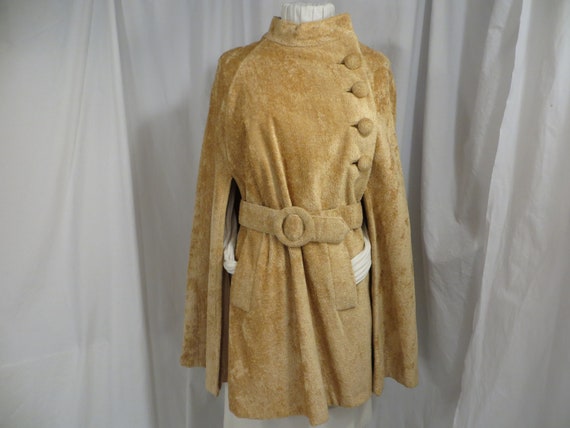 Sixties Glamour Chenille Vintage Cloak Belted Cape