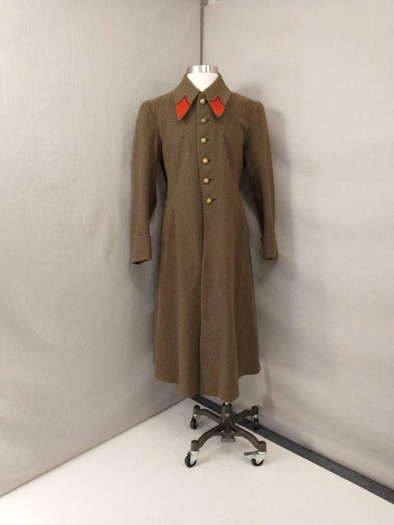 40's French Vintage Military Wool Greatcoat WWII … - image 1