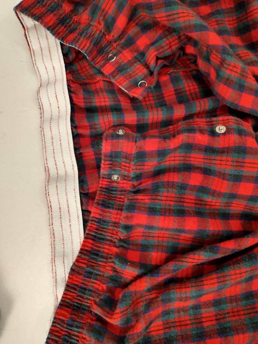 Plaid Cotton Pajama's Vintage 80's 90's Comfortable Traditional Menswear  Style Washable Men's Sleepwear P J's Red Soft Flannel 