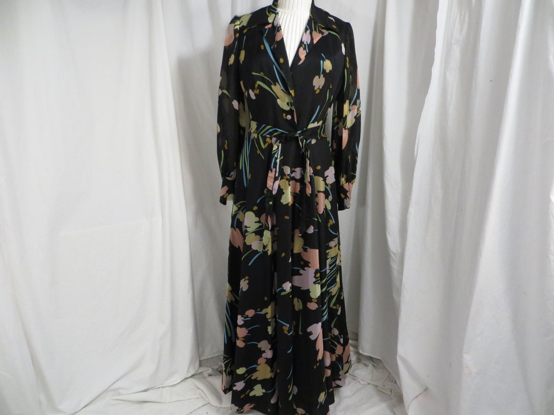 Custom 70's Black Floral Sheer Lined Vintage Dress Full - Etsy