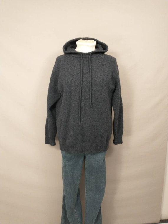 Hoodie Knit Sweater Blue Gray Heather Vintage J C… - image 1