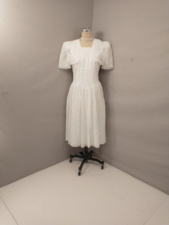 White Gunne Sax Prairie Dress Midi Victorian Look… - image 1