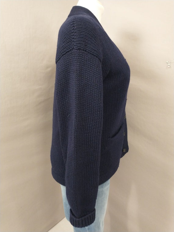 Early Varsity Cardigan Sweater Thick Wool Navy Bl… - image 3