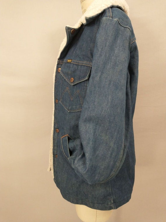 Vintage Denim Chore Jacket Faux Fleece Lined Vint… - image 4