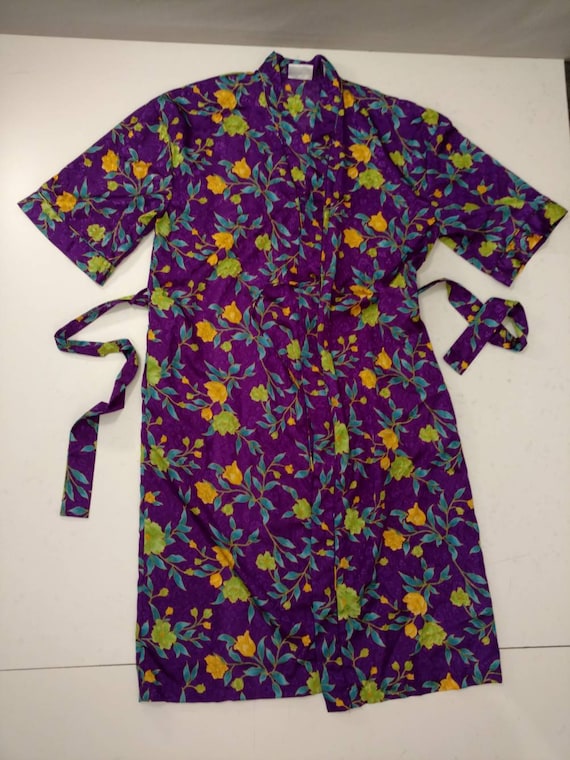 Purple Floral Robe Vintage Lord & Taylor Long Tra… - image 5