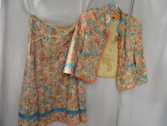 Floral Skirt Set Cynthia Steffe Cotton & Silk Sui… - image 5