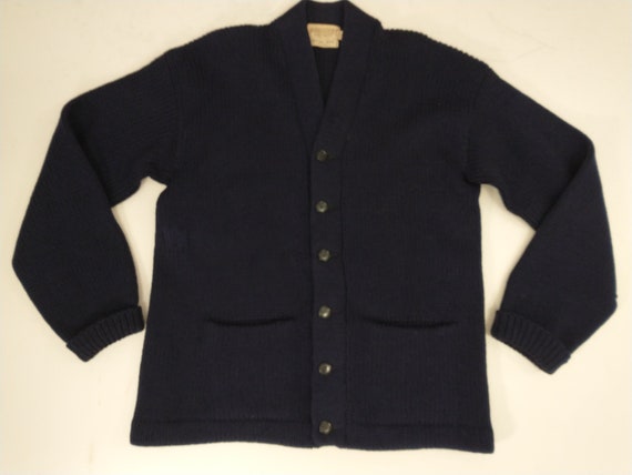 Early Varsity Cardigan Sweater Thick Wool Navy Bl… - image 8