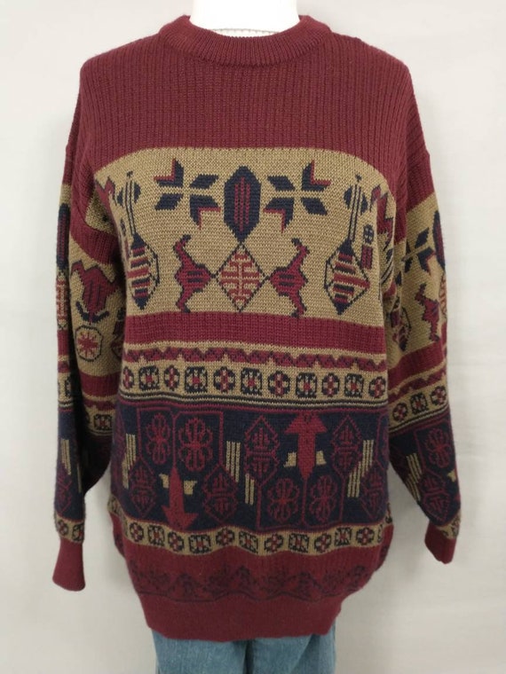 Native Pattern Pullover Wool Sweater by dHomme D'… - image 2