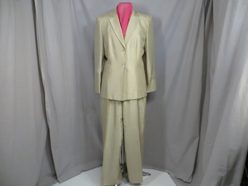 Silk Pant Suit Vintage 90's Shantung 