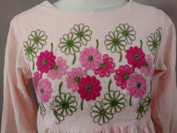 Pink Sixties Pajama's Flower Power Embroidery Vin… - image 5