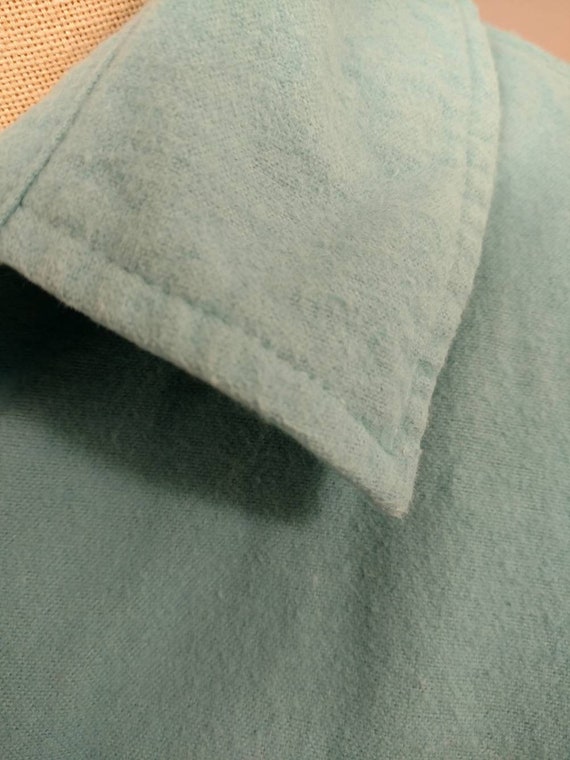 L L Bean Aqua Turquoise Cotton Chamois Flannel Bu… - image 7