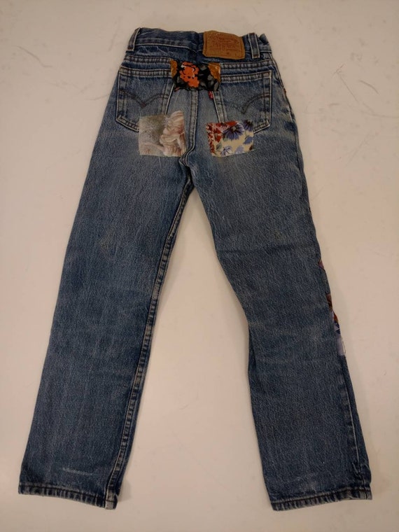 Girls Vintage Jeans Floral Applique 90's does 60'… - image 8