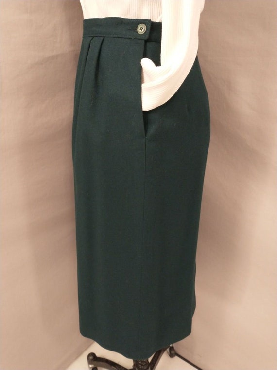 Dark Green Wool Midi Skirt Pendleton Made in USA … - image 3