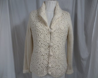 Ivory Angora Cardigan Sweater Feminine Vintage 90's Made in Japan Coldwater Creek Delicate & Beautiful