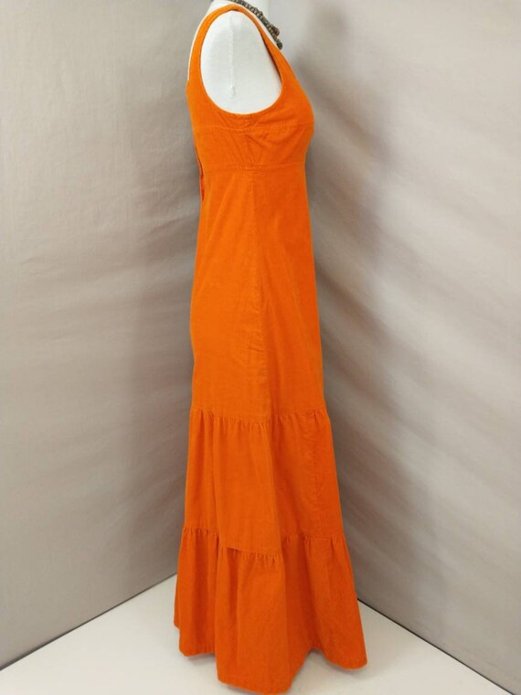 Exceptional Orange Cotton Corduroy Maxi Dress Vin… - image 4