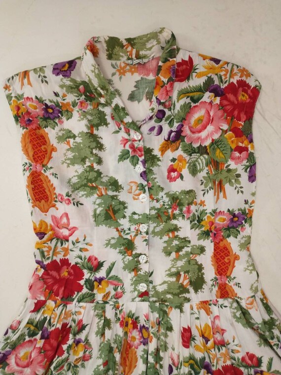 Feminine  Floral Dress Vintage 80's Feminine Slee… - image 6